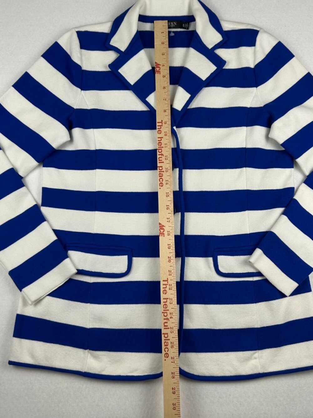 Ralph Lauren | Combed Cotton Sapphire Blue and White Striped Blazer NWOT size XL - Picture 9 of 12